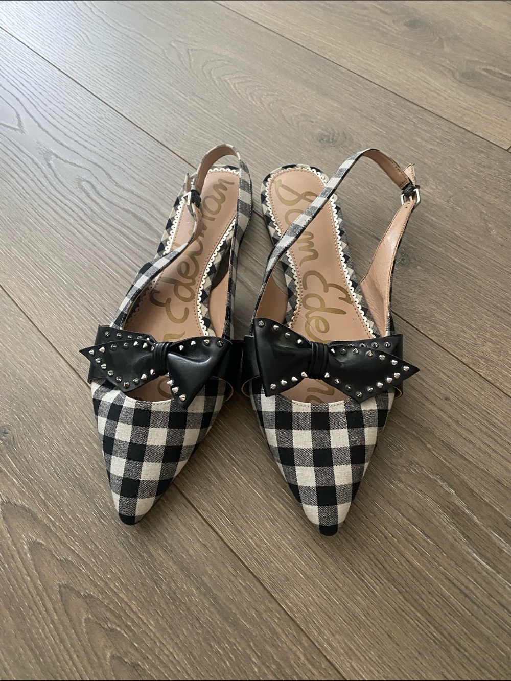 Plaid sling backs